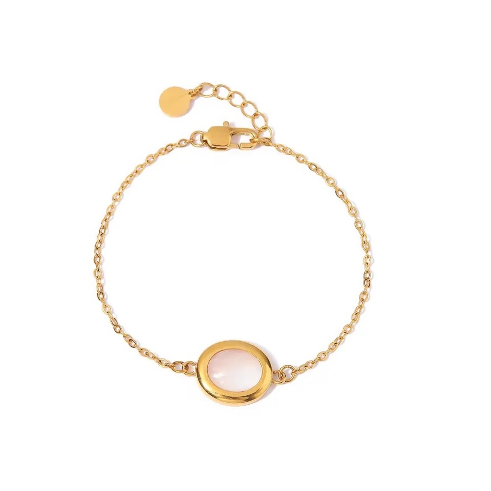 ◾️18k Gold Plated Natural White Opal Bracelet
